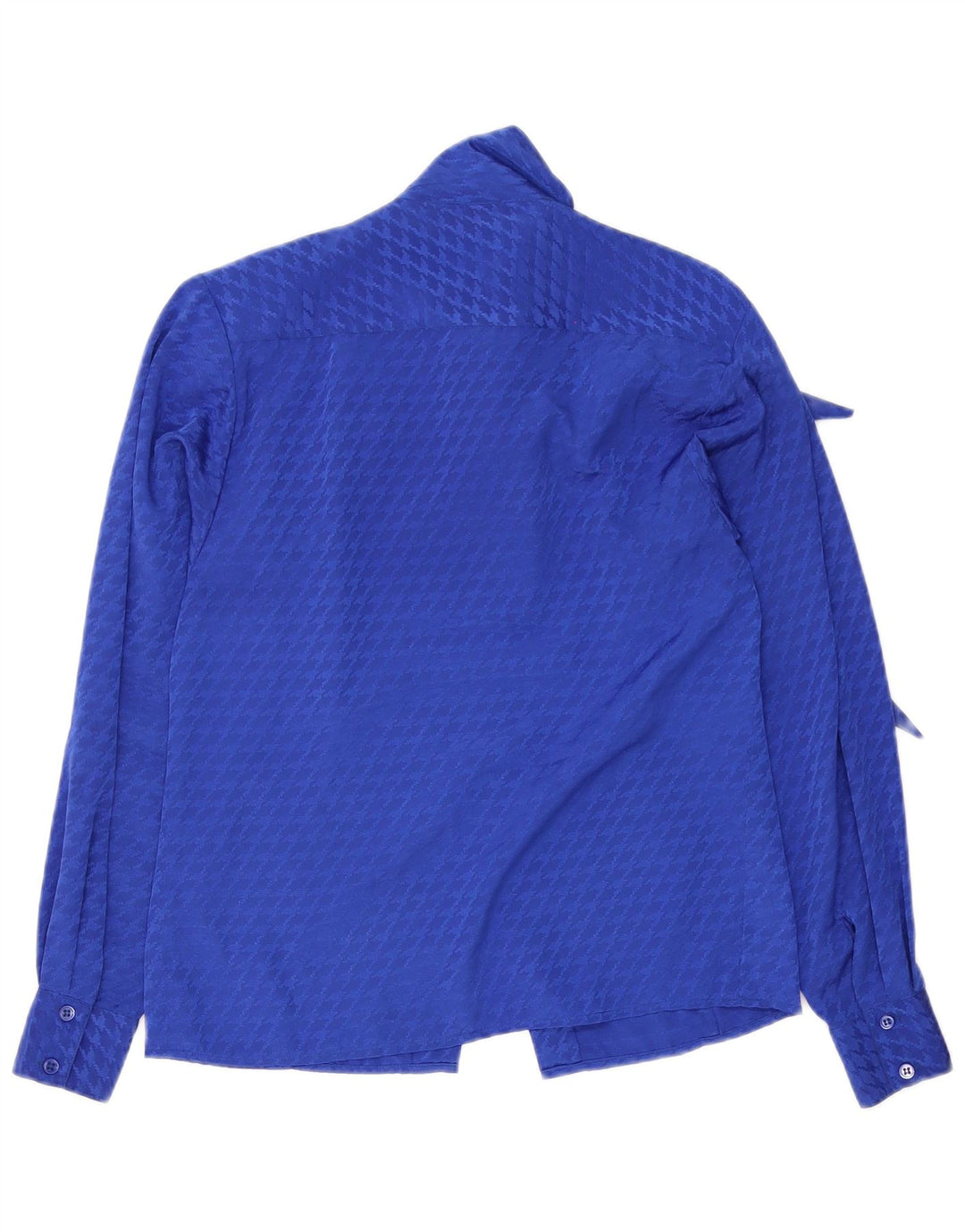 Blusa feminina Evan Picone com gravata frontal EUA 4 pequeno azul houndstooth