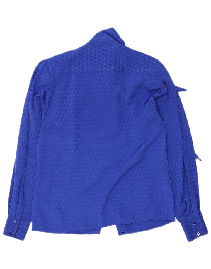 Blusa feminina Evan Picone com gravata frontal EUA 4 pequeno azul houndstooth