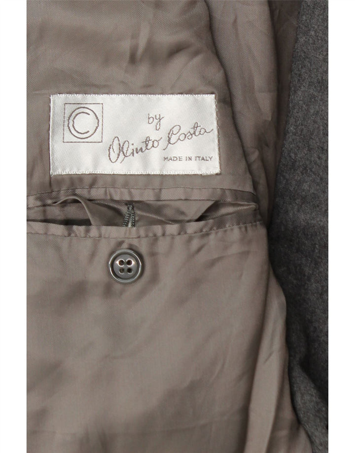 Jaqueta blazer masculina vintage com peito duplo IT 52 XL lã cinza