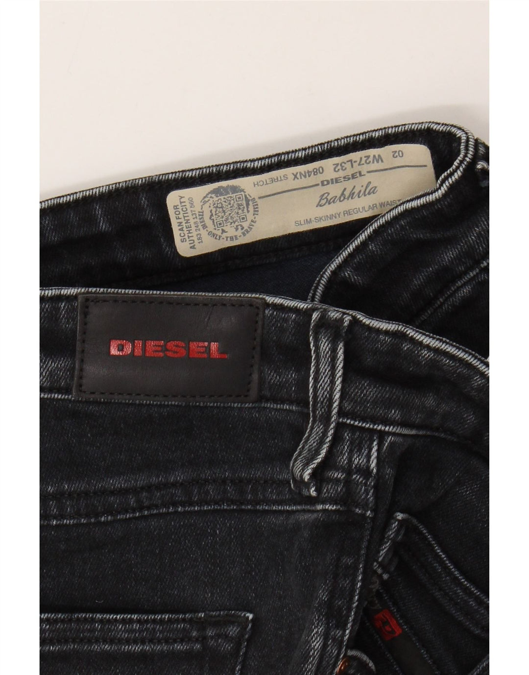 DIESEL Babhila feminino regular fit slim skinny jeans W27 L27 algodão preto
