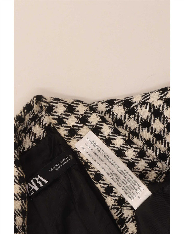 Jaqueta blazer feminina Zara com peito duplo Reino Unido 6 XS preto guingão poliéster