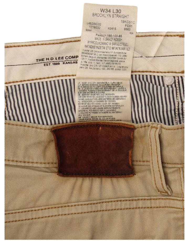 Calça casual reta masculina Brooklyn LEE W34 L30 algodão bege