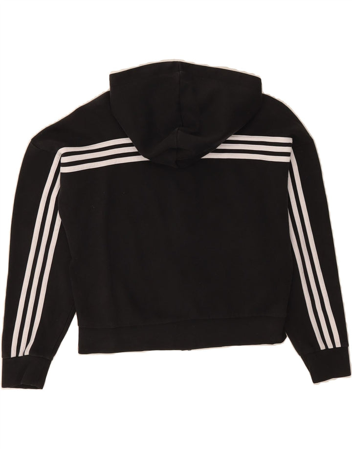ADIDAS Womens Oversized Crop Zip Hoodie Sweater UK 4/6 XS Black Cotton Vintage Adidas and Second-Hand Adidas from Messina Hembry 