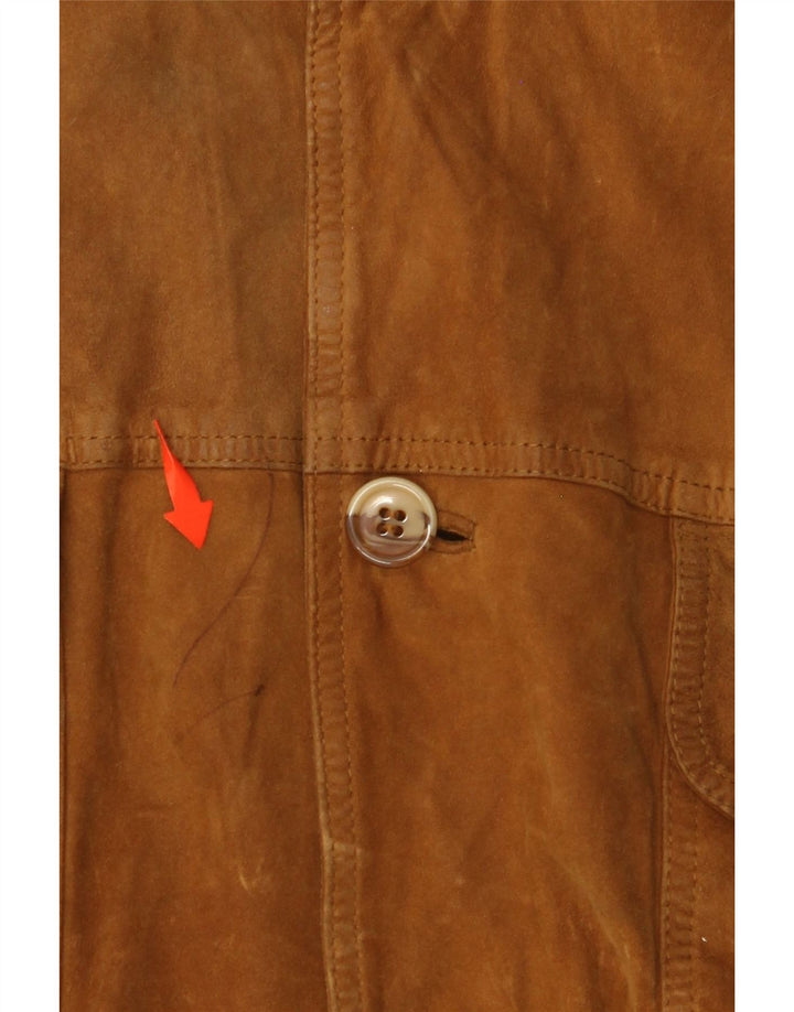 Jaqueta bomber masculina VINTAGE de camurça IT 54 2XL couro marrom