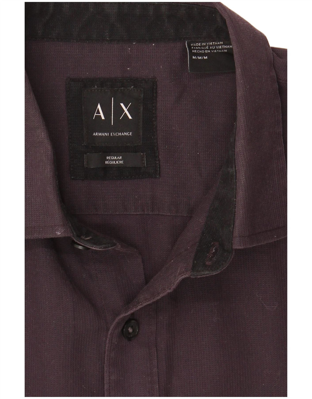 Camisa masculina Armani Exchange Regular Fit de algodão preto médio