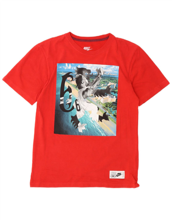 Camiseta Nike masculina regular fit gráfica top pequeno algodão vermelho