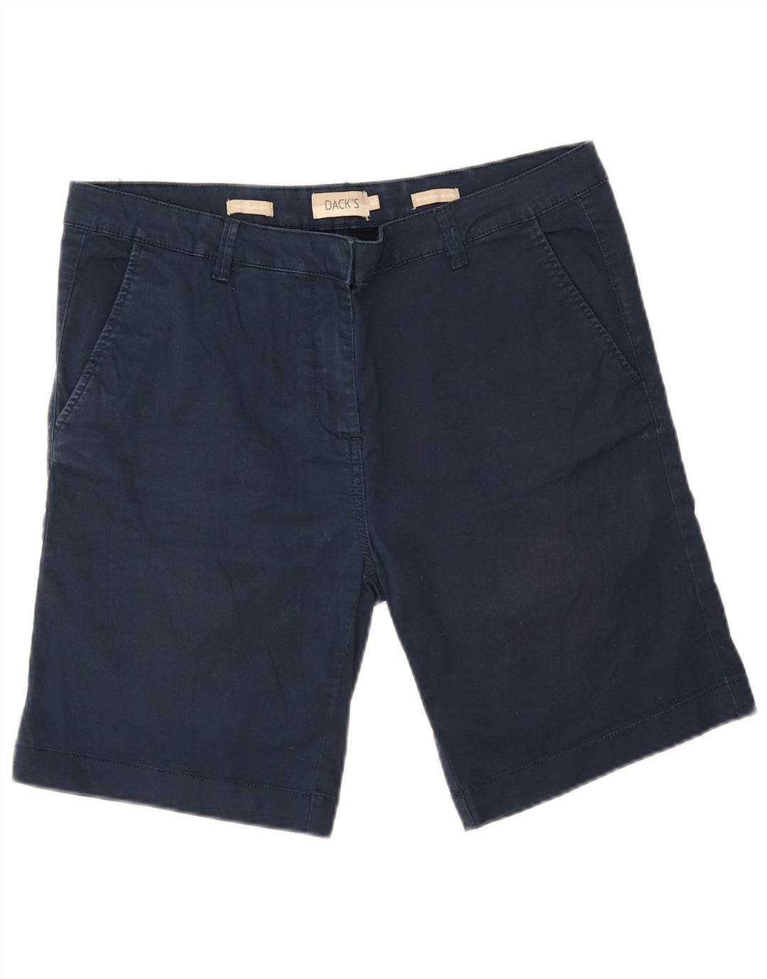 Shorts Chino feminino de ajuste regular da Dack IT 46 grande W34 algodão azul marinho