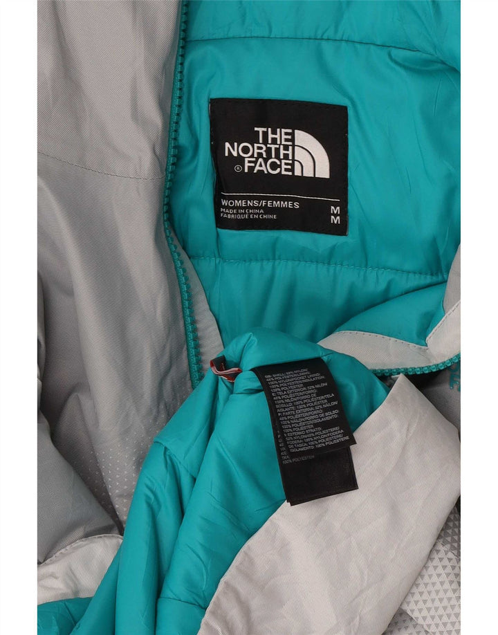 Jaqueta de chuva feminina com capuz The North Face UK 14 bloco colorido cinza médio
