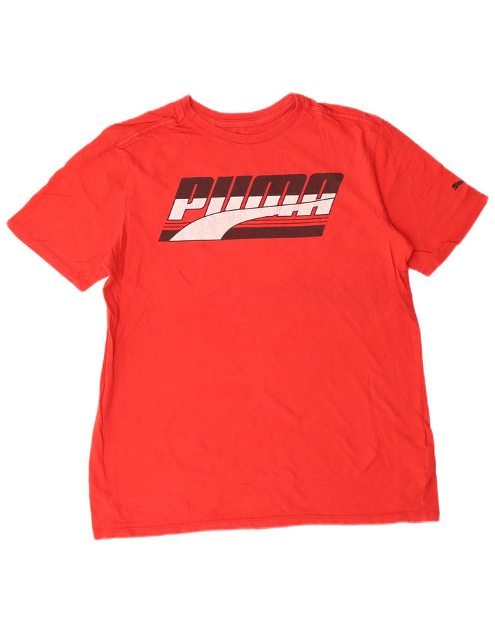Puma Mens Graphic T-Shirt Top Pequeno Algodão Vermelho