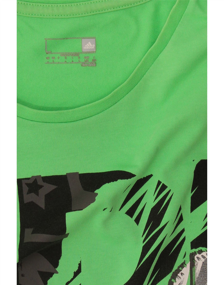 ADIDAS Mens Climalite Graphic T-Shirt Top Large Green Cotton Vintage Adidas and Second-Hand Adidas from Messina Hembry 