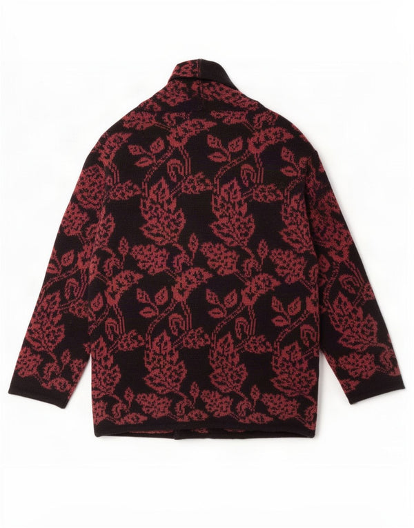 Suéter cardigã feminino Laura Ashley Longline Reino Unido 10 pequeno floral preto