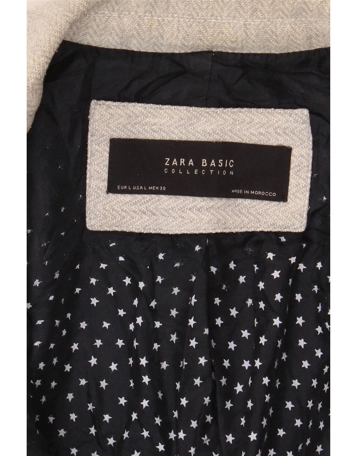 Jaqueta blazer feminina Zara com 1 botão Reino Unido 16 grande espinha de peixe cinza