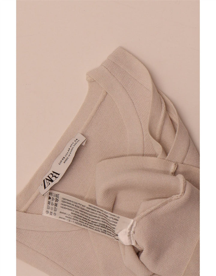 Zara Womens Crop Vest Top UK 4 XS Viscose Branca