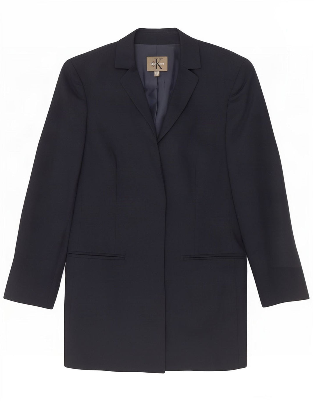 Calvin Klein Womens Longline Blazer Jacket EU 40 Medium Navy Blue