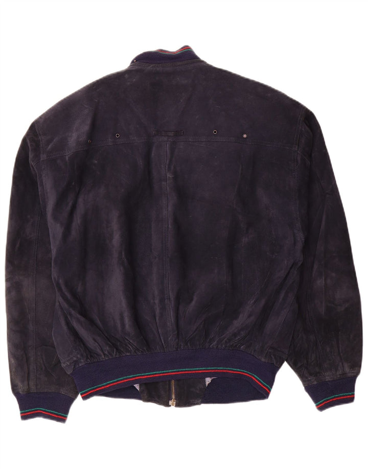Jaqueta bomber masculina Cinquanta em camurça IT 48 couro azul marinho médio