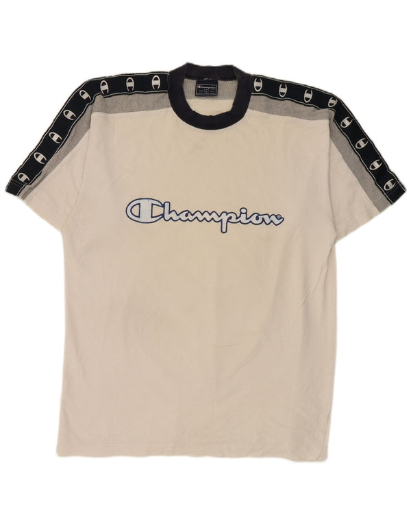 Camiseta masculina estampada Champion grande algodão colorido branco