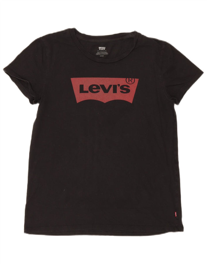 Camiseta feminina gráfica Levi's UK 10 pequena preta