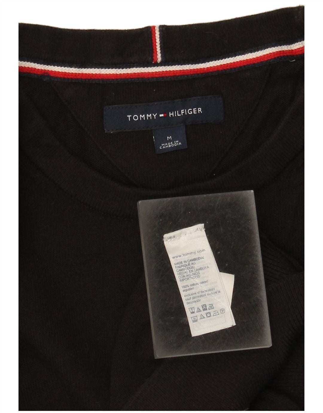 Suéter masculino Tommy Hilfiger com gola redonda, algodão preto médio
