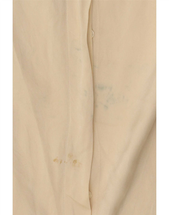 Camisa oversized feminina vintage UK 8 pequena seda bege