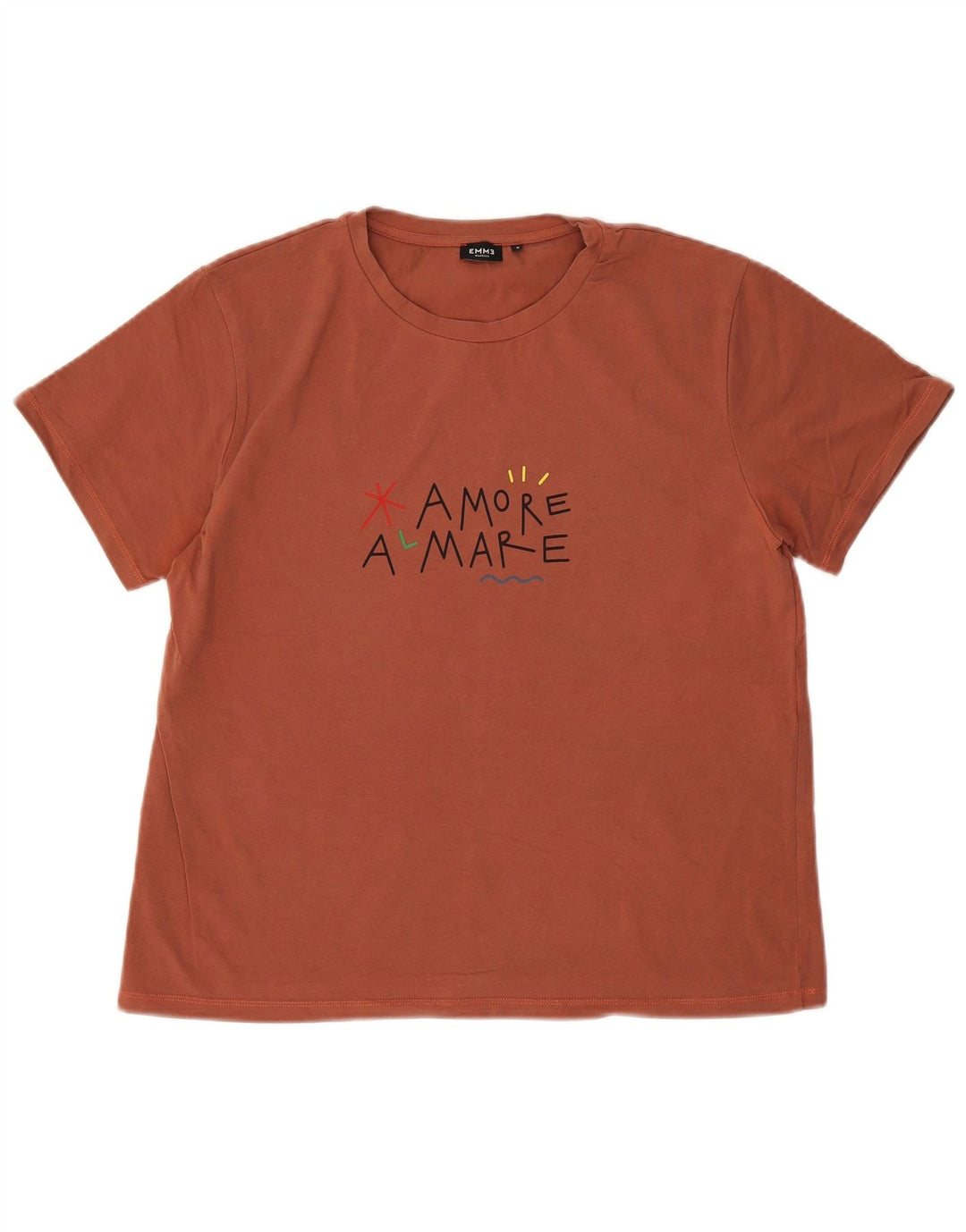 Camiseta feminina Emme com estampa gráfica UK 14 algodão marrom médio
