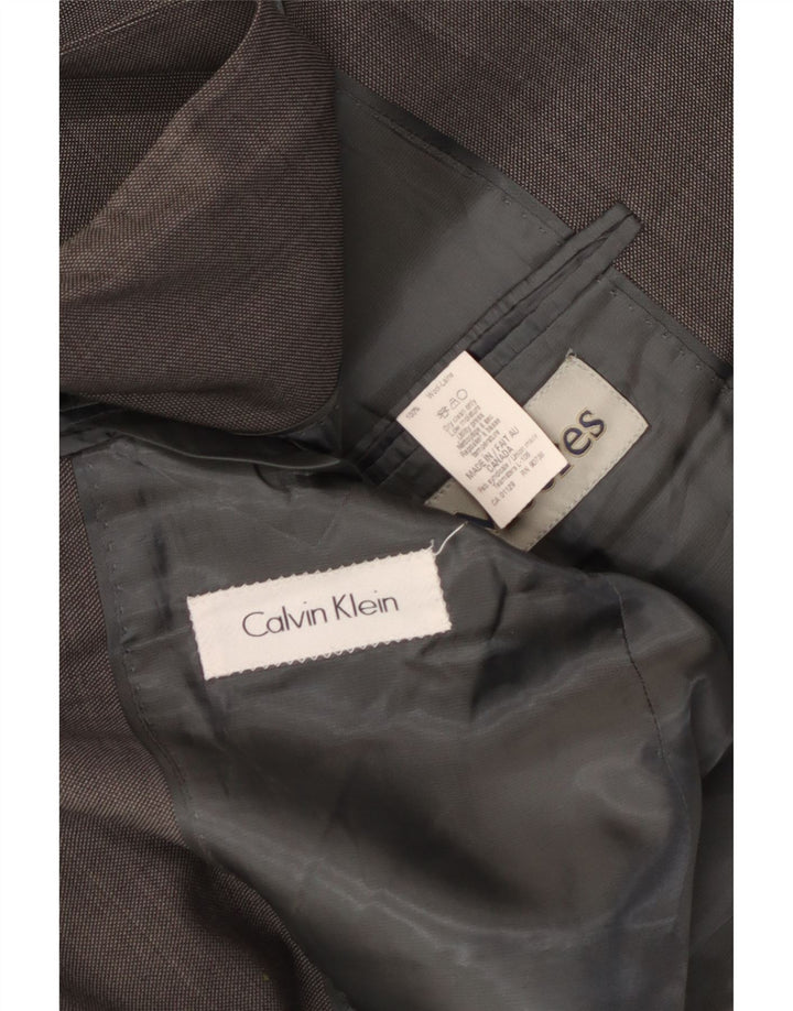 Jaqueta Blazer Masculina Calvin Klein com 2 Botões Reino Unido 36 Lã Cinza Pequena