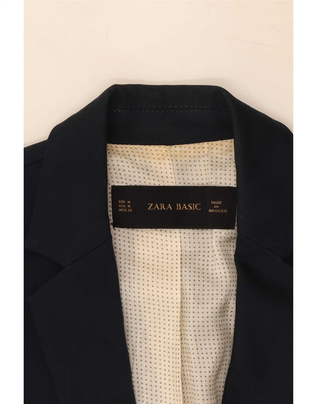 Jaqueta blazer feminina Zara com 1 botão Reino Unido 12 algodão azul marinho médio