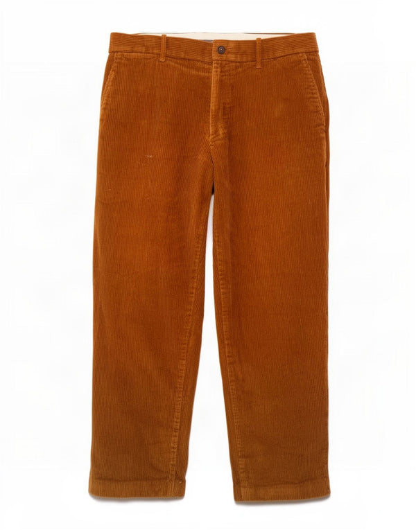 Calça masculina reta de veludo cotelê Marks & Spencer W36 L29 algodão marrom