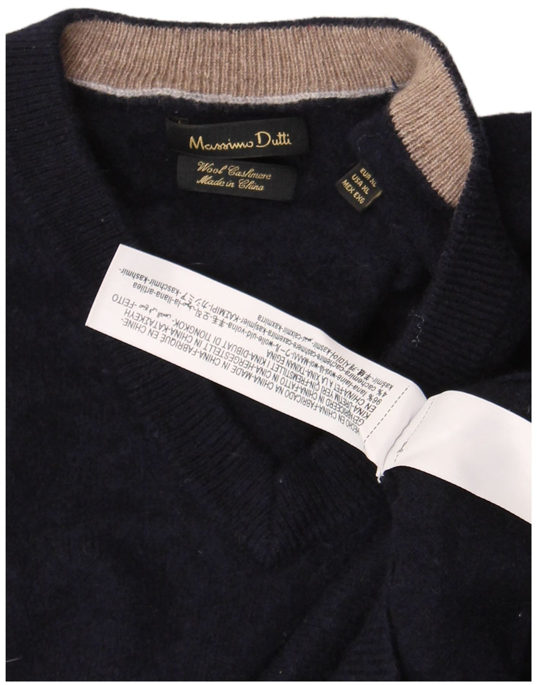 Suéter feminino Massimo Dutti com decote em V Reino Unido 18 XL lã azul marinho