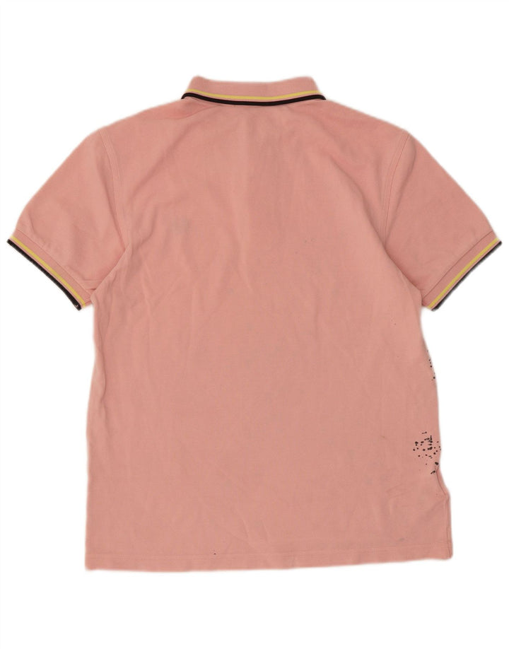 Camisa pólo masculina Fred Perry pequena rosa tie-dye algodão