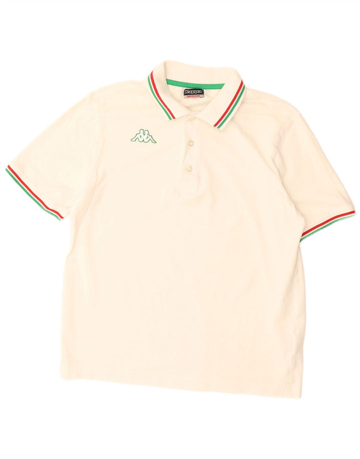 Camisa polo masculina KAPPA de algodão branco médio