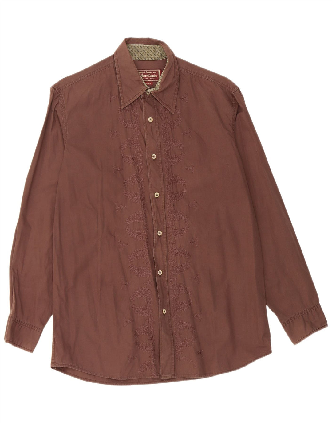 Camisa masculina Marlboro Classics marrom médio algodão Paisley