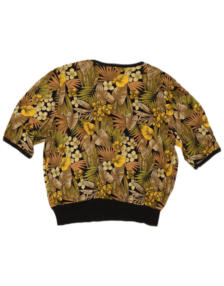 Blusa feminina vintage IT 48 XL algodão floral multicolorido