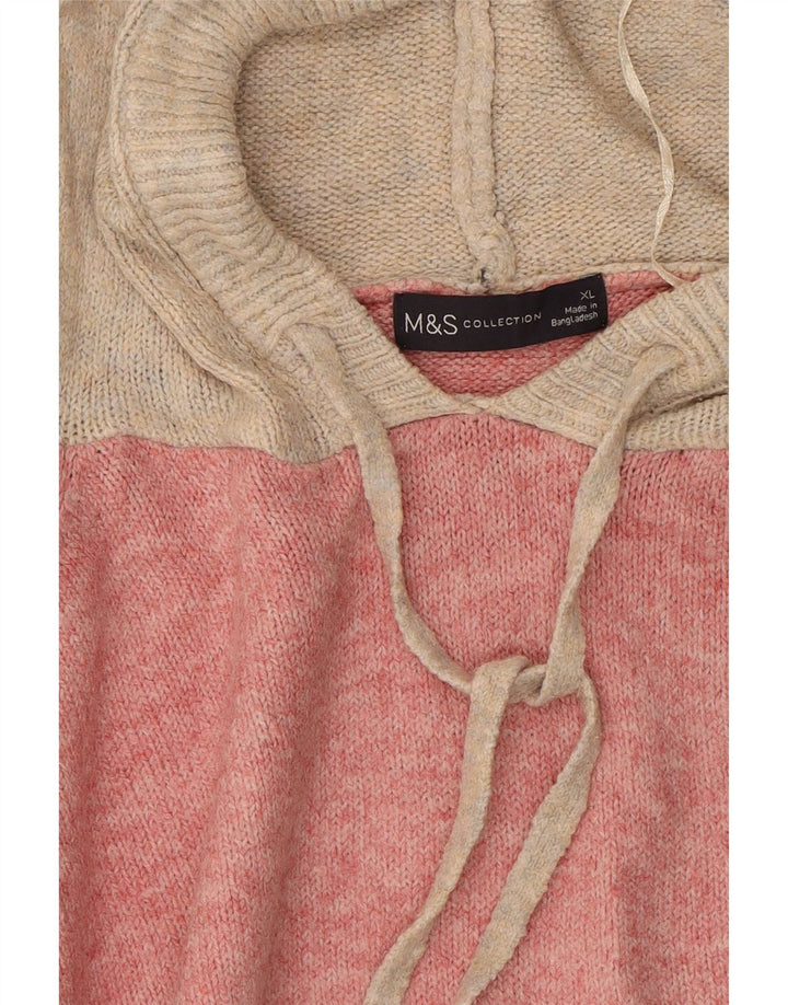 MARKS & SPENCER Womens Overshirt Jumper Sweater UK 18 XL Pink Colourblock Vintage Marks & Spencer and Second-Hand Marks & Spencer from Messina Hembry 