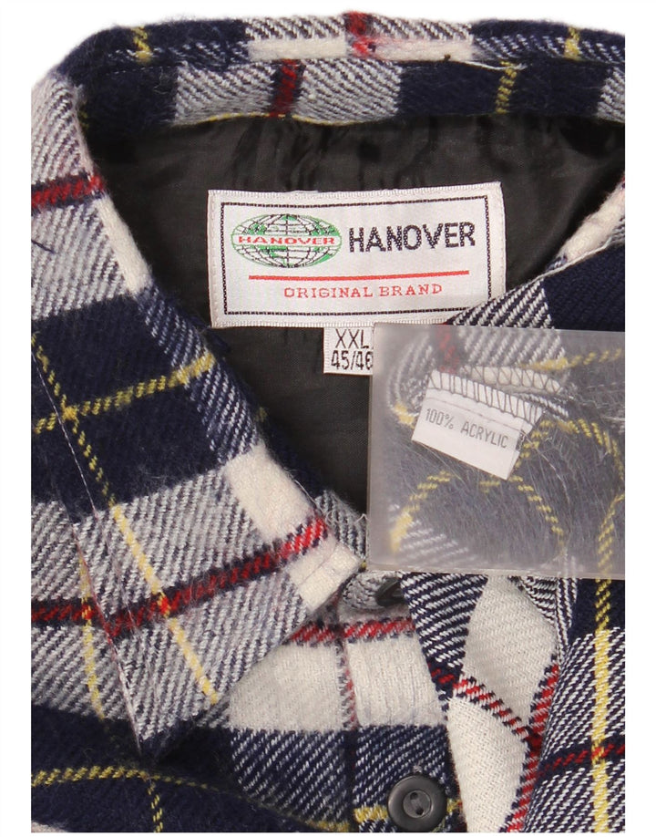Camisa masculina de flanela Hanover tamanho 45/46 2XL azul marinho xadrez acrílico