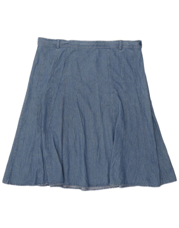 Saia jeans feminina Marks & Spencer Reino Unido 22 3XL W42 algodão azul