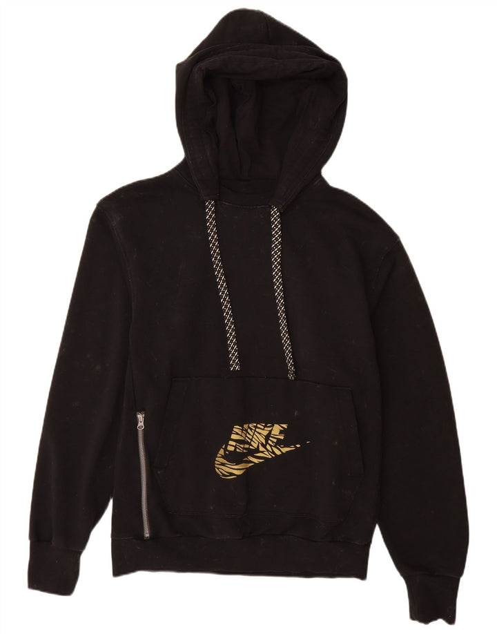 NIKE Masculino Dri Fit Graphic Hoodie Jumper Pequeno Algodão Preto