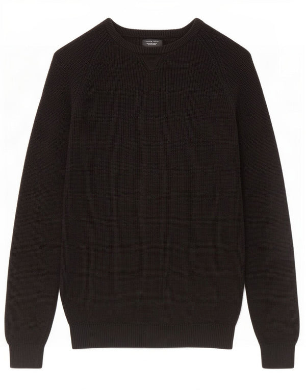 Zara Suéter masculino com gola canoa grande algodão preto