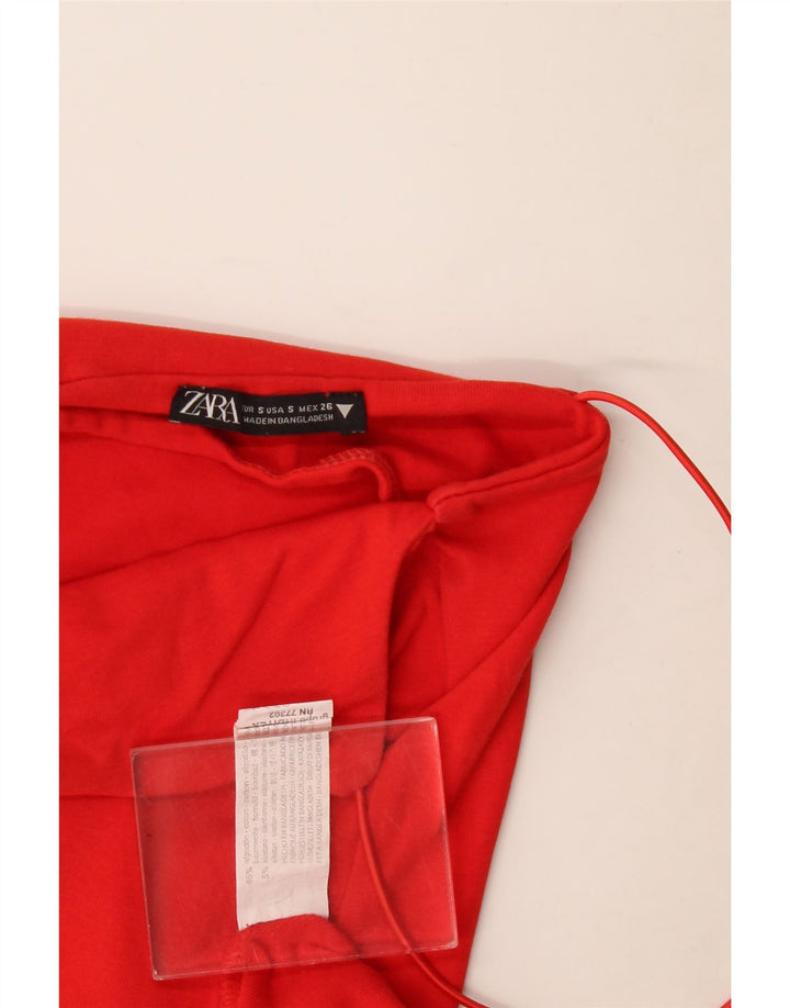 Vestido de verão feminino Zara UK 8 pequeno algodão laranja