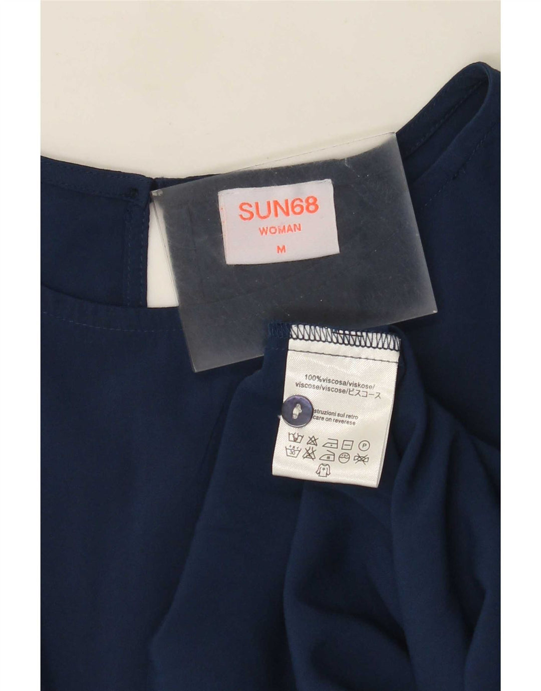 Blusa feminina Sun68 UK 14 viscose azul marinho médio