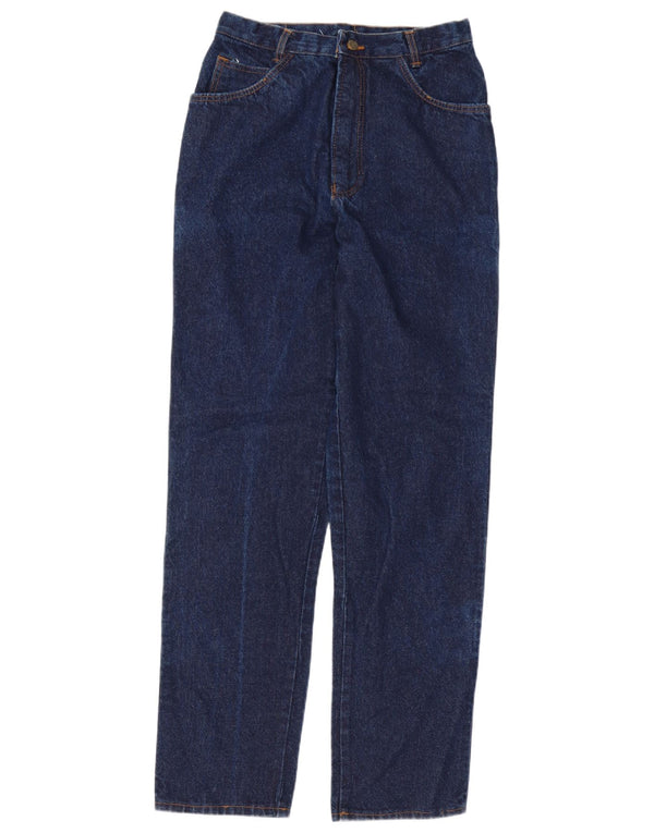 Jeans vintage feminino cintura alta cônico W30 L34 azul marinho