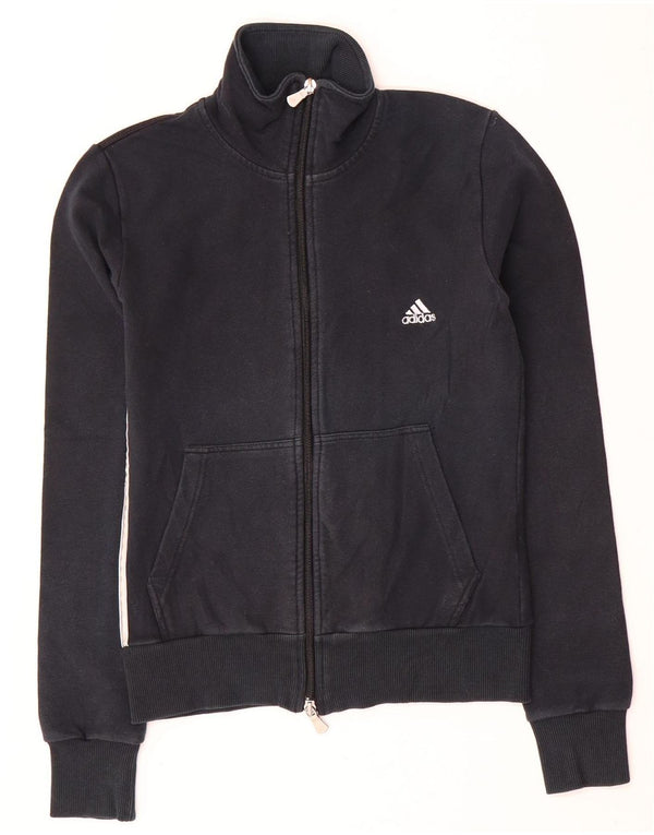 Adidas Womens Tracksuit Top Jacket UK 10 Pequeno Algodão Preto