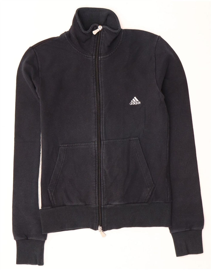 Adidas Womens Tracksuit Top Jacket UK 10 Pequeno Algodão Preto