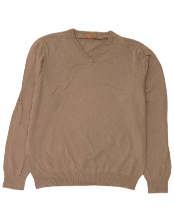 Suéter masculino Marks & Spencer com decote em V, grande viscose marrom