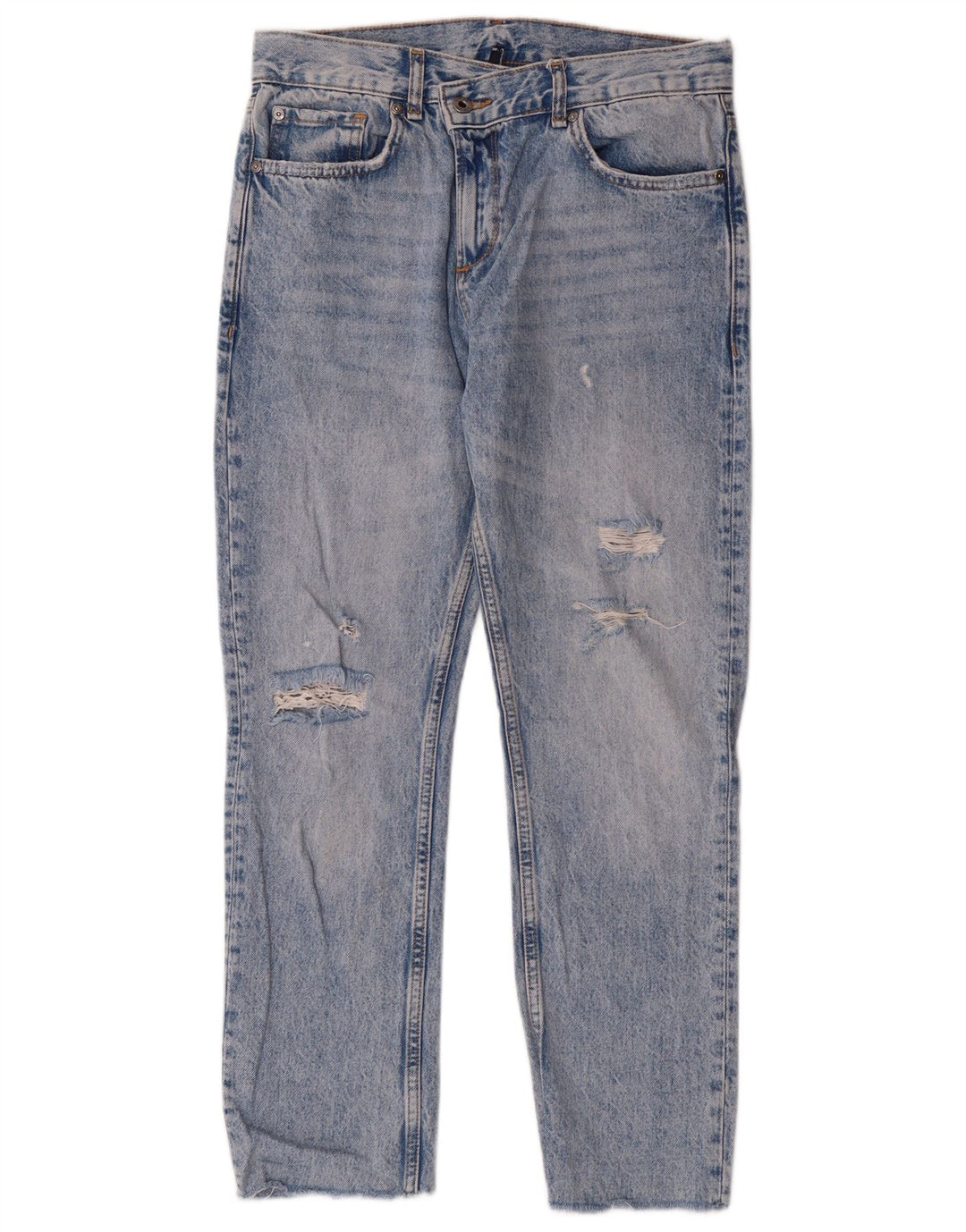 Liu Jo Jeans feminino cortado desgastado W27 L27 algodão azul