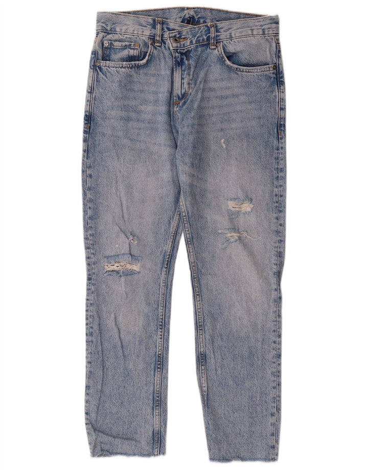 Liu Jo Jeans feminino cortado desgastado W27 L27 algodão azul