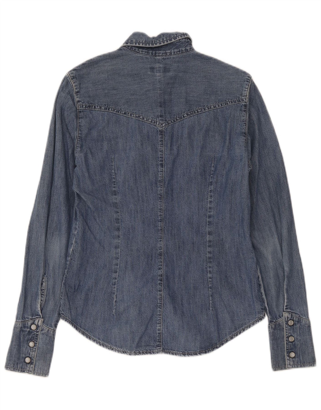 Camisa jeans feminina Carrera UK 12 algodão azul médio