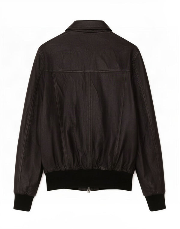 Jaqueta de couro feminina vintage IT 48 XL preta