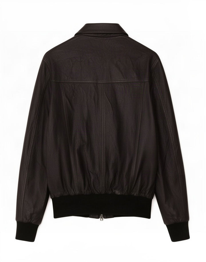 Jaqueta de couro feminina vintage IT 48 XL preta