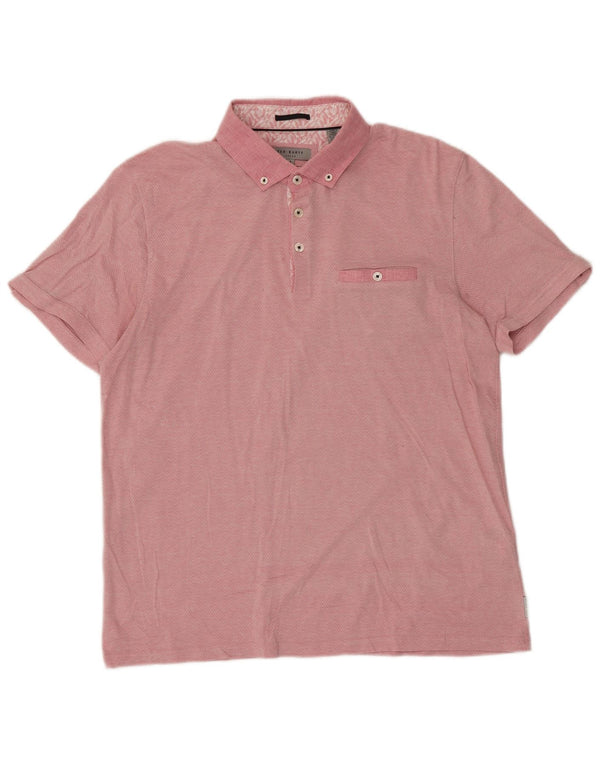 Camisa polo masculina Ted Baker tamanho 4 grande algodão Chevron rosa