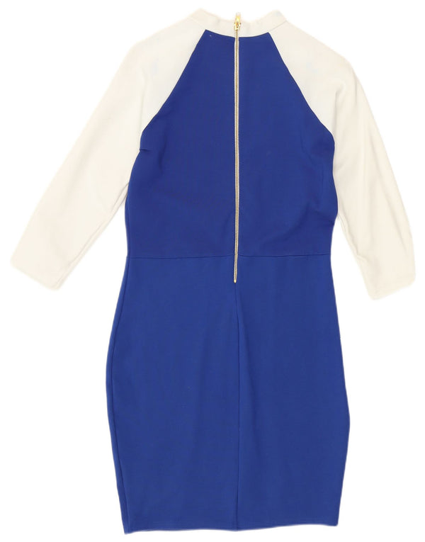Vestido bodycon feminino KAREN MILLEN UK 12 azul médio colorblock moderno